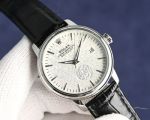 Rolex Datejust 8215 Movement 40mm 316L Steel White Gold Case Calfskin Leather Band Watch
